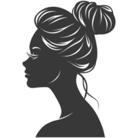 AI generated Silhouette women head thick black color only png