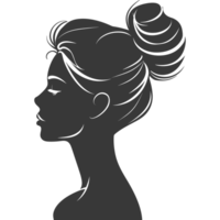 AI generated Silhouette women head thick black color only png