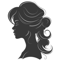 AI generated Silhouette women head thick black color only png