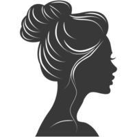 AI generated Silhouette women head thick black color only png