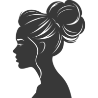 AI generated Silhouette women head thick black color only png