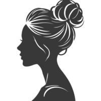 AI generated Silhouette women head thick black color only png