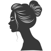 AI generated Silhouette women head thick black color only png