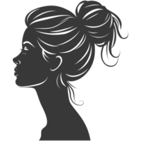 AI generated Silhouette women head thick black color only png