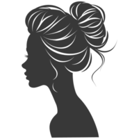 AI generated Silhouette women head thick black color only png