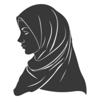 AI generated Silhouette women head wearing hijab black color only png