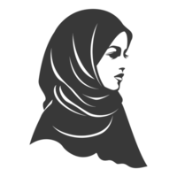 AI generated Silhouette women head wearing hijab black color only png