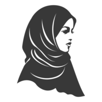 ai generado silueta mujer cabeza vistiendo hijab negro color solamente png