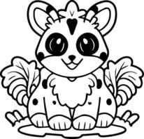 Coloring book for children Cute cartoon baby raccoon. vector