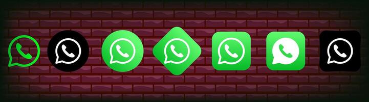 Collection of different WhatsApp web icons. Social media logo. Line art and flat style isolated on white background. Vector line icon for business and advertising