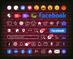 Facebook button icon. Set screen social media and social network interface template. Stories user button, symbol, sign logo. Stories, liked, stream. Editorial vector