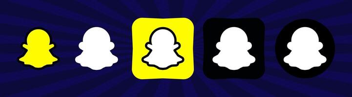 colección de diferente snapchat iconos social medios de comunicación logo. línea Arte y plano estilo aislado en blanco antecedentes. vector línea icono para negocio y publicidad