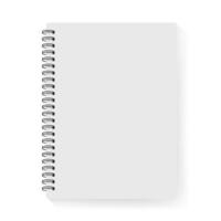 Realistic notebook or notepad with binder isolated. Memo note pad or diary with lined and squared paper page templates. Vector illustration