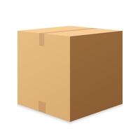 Orange box . Mock up Orange cardboard package box. Realistic box mockup for packaging. Blank white product packaging boxes isolated on white background. Vector illustration