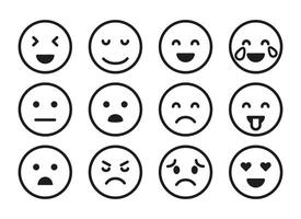 A set of smiley icon illustrations, featuring a variety of facial expressions and emotions. These smiley icons are perfect for adding a touch of fun and emotion. vector