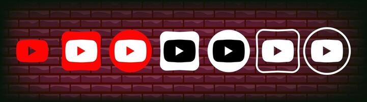 colección de diferente Youtube iconos social medios de comunicación logo. línea Arte y plano estilo aislado en blanco antecedentes. vector línea icono para negocio y publicidad