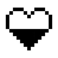 Half filled black heart line icon. Emoji, valentine's day, relationships, love, life, health, game, treatment, applications, pixel style. Multicolored icon on white background vector