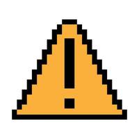 Yellow danger sign line icon. Fear, risk, threat, anxiety, attention, fire, warning, pixel style. Multicolored icon on white background vector
