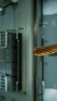 cetriolo sottaceto marinato che galleggia nella stazione spaziale internazionale video