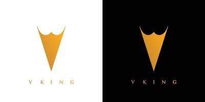 Unique and luxurious  V king logo design vector