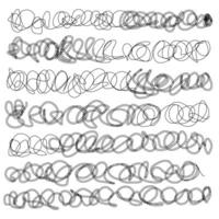 Set of spiral wavy doodles. Continuous line in swirls and bends. Vector illustration graphic elements.