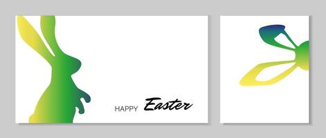 Happy Easter greeting card with white Easter Bunny Ears isolated on a white background, vector illustration.