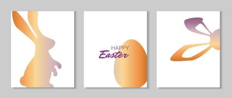 Set of Easter banners, greeting cards, posters, covers. Minimalistic card with rabbit. Easter rabbit and egg. vector