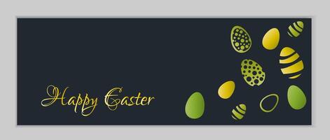 Happy Easter background with decorated eggs. Greeting card trendy design. Invitation template Vector illustration.