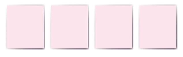 Pink blank pages on white background. Mockup for invitations or congratulations. Set of templates with soft shadows. vector