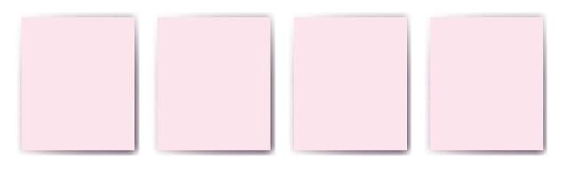 Pink blank pages on white background. Mockup for invitations or congratulations. Set of templates with soft shadows. vector