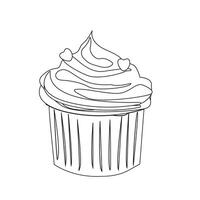 Muffin. Vector illustration with cupcake. Used for poster, banner, web, print, bags, badges, flyer, logo design.