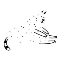 Simple abstract stretching cat doodle illustration. Fat animal clipart. Funny element for print design, logo, packaging. Vector hand drawn image isolated on white background. Comic drawing.