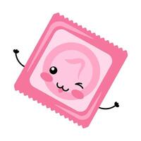 Condom. Barrier method of contraception. Happy kawaii character. vector