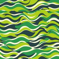 Abstract seamless pattern in green colors. Wavy print vector