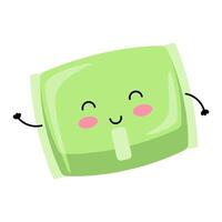 Menstrual period pad. Women's intimate hygiene item. Happy kawaii character. vector