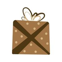 Simple craft gift box for Christmas, New Year or Birthday party. Flat design element. vector