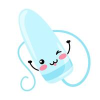 Menstrual gynecological tampon. Women's intimate hygiene item. Happy kawaii character. vector