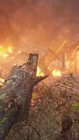 maison en bois brûlante dans le vieux village video