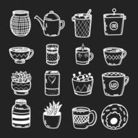 Cute doodle different objects set vector