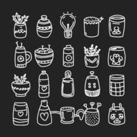 Cute doodle different objects set vector