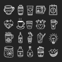 Cute doodle different objects set vector