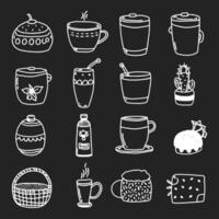 Cute doodle different objects set vector