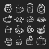Cute doodle different objects set vector