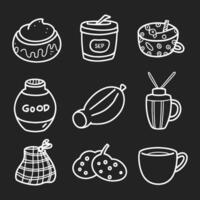 Cute doodle different objects set vector