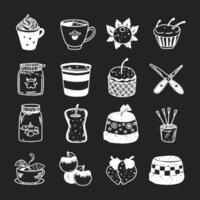 Cute doodle different objects set vector