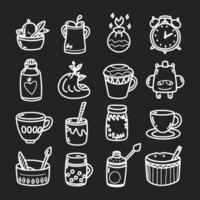 Cute doodle different objects set vector