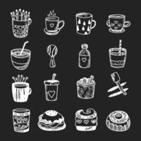 Cute doodle different objects set vector