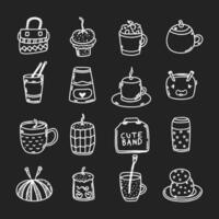 Cute doodle different objects set vector