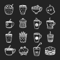 Cute doodle different objects set vector