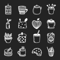 Cute doodle different objects set vector